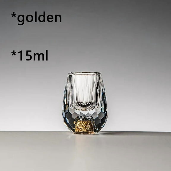 1/2/4/6pcs Luxury Crystal Glass Vodka Sake Shochu Bar Liqueur Gold Foil Glass Tea Cup Gift Hard Liquor Wine Glasses 15ml
