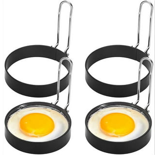Yubng 4 inch Egg Rings for Frying Eggs ,4 Pack Non-Stick Egg Patty Maker, Pancake Mold for Indoor Camping Breakfast Sandwiches Egg Mcmuffins (4