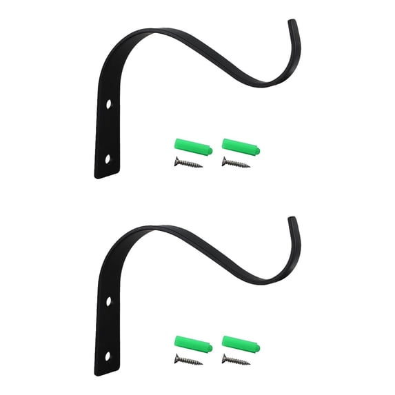 1/2/4 Pcs Hanging Plant Bracket with Screws,Heavy Duty S-Shaped Metal Plant Hook,Decorative Wall Plant Hanger for Hanging Lanterns, Flower Pot/Basket, Home Decor Indoor & Outdoor(Black-2pcs,4.5x3.5")