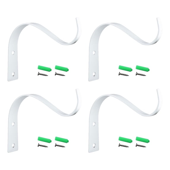 1/2/4 Pcs Hanging Plant Bracket with Screws,Heavy Duty S-Shaped Metal Plant Hook,Decorative Wall Plant Hanger for Hanging Lanterns, Flower Pot/Basket, Home Decor Indoor & Outdoor(White-4pcs,4.5x3.5")