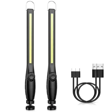 1/2/4PC LED Flashlight Magnetic Work Light USB Rechargeable Torch Hook Portable Lantern Inspection Light Camping Car Repair Lamp (2PCS)