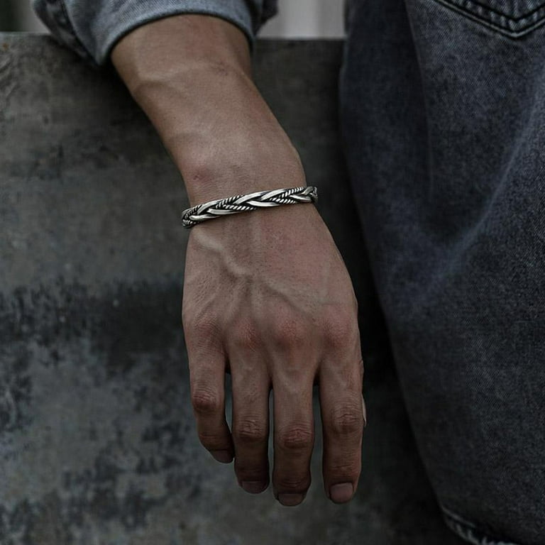 1/2/4Pcs Mens Weave Braided Bracelet Vintage Open Cuff Bangle Twisted  Bracelet - Walmart.com