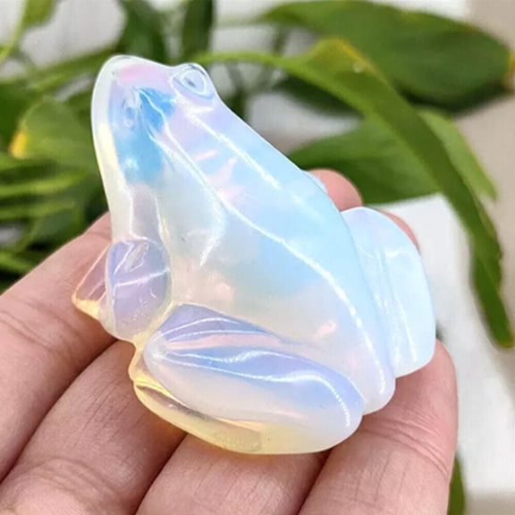 1/2/4X Natural Opal Quartz Crystal Carved Lucky Frog Statue Healing Decor HOT
