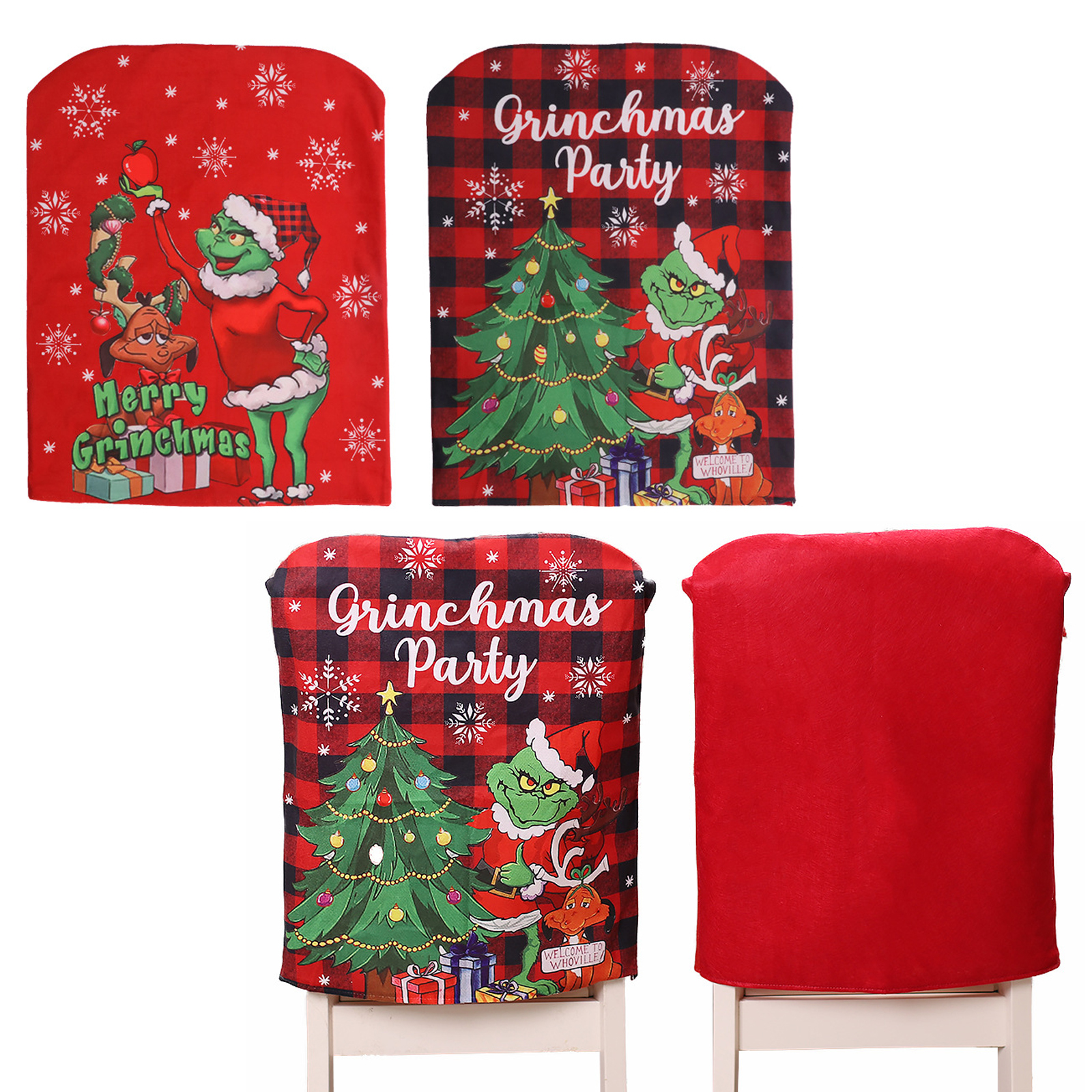 1/2/4pcs Christmas Grinch Chair Covers Decors Dining Chair Slipcovers