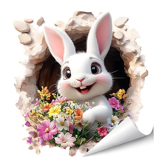 1/2/4pcs Easter Cute Rabbit Chicks and Eggs Breaking Wall Window Easter Stickers Decorations, Easter Decals Decor Rabbit Window Stickers Decor for Home School Party Decoration Supplies
