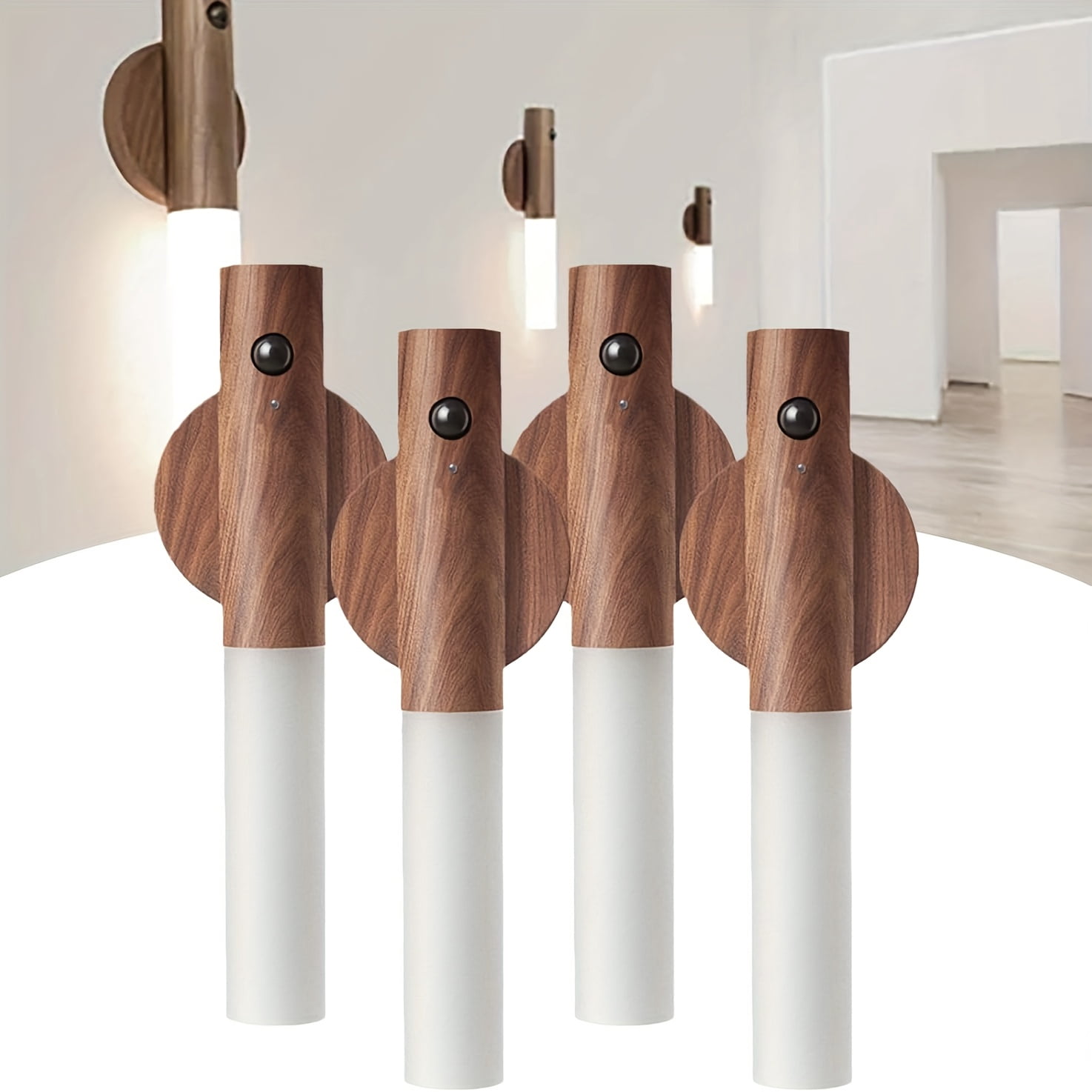 1/2/4pcs Motion Sensor Night Lights - Night Light Rechargeable LED Cabinet Lights Under Cabinet Lights Step Lights for Indoor Wooden Walls, Stairs, Hallways, Wardrobes, Closets