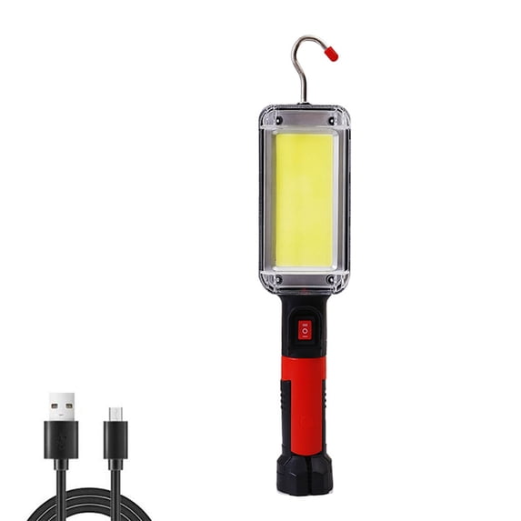 1/2/4pcs USB Rechargeable COB Work Light Portable LED Flashlight 18650 Adjustable Waterproof Magnet Hook Clip Camping Lantern (1PCS,With Battery)