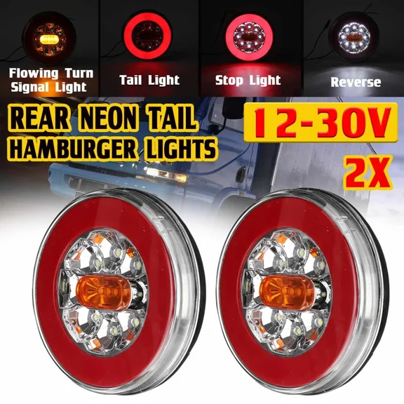 1/2/4x LED 12-24V Truck Taillight For Car Trailer Lorry RV Bus 4in1 Dynamic Tail Trun Signal Reverse Lamp Rear Brake Stop Light