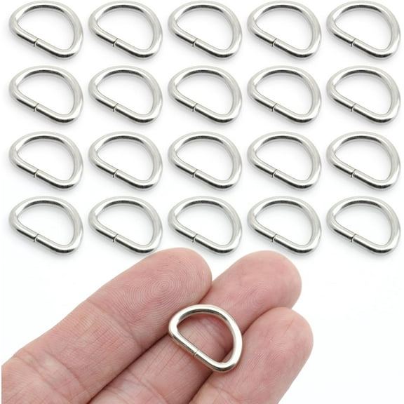 1/2, 5/8 Inch D-Ring Findings Metal Non Welded D Rings for Bags Lanyard Pack of 50 (1/2 Inch, Silver)