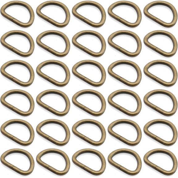 1/2, 5/8 Inch D-Ring Findings Metal Non Welded D Rings for Bags Lanyard Pack of 50 (5/8 Inch, Antique Brass)