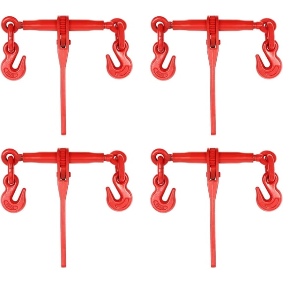 1/2-5/8inch Ratchet Chain Binder, 4PCS G80 Load Binders with Grappling Hook, 13000 LBS Working Load Limit Lever Style Snap Binders for Flatbed Truck Trailer