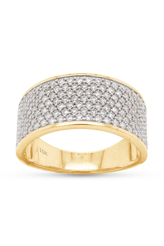 1 2/5 ct. t.w Round Cut Lab Created Moissanite Diamond Dome Ring In 10K Solid Yellow Gold Stacking Band Ring For Men (G-H Color, VVS1 Clarity, 1.40 Cttw)-10