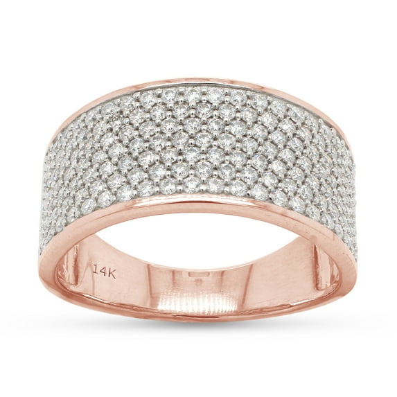 1 2/5 ct. t.w Round Cut Lab Created Moissanite Diamond Dome Ring In 14K Solid Rose Gold Stacking Band Ring For Men (G-H Color, VVS1 Clarity, 1.40 Cttw)-13.5