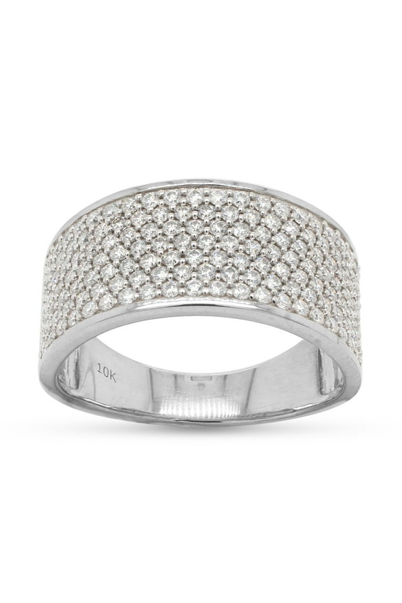 1 2/5 ct. t.w Round Cut Lab Created Moissanite Diamond Dome Ring In 10K Solid White Gold Stacking Band Ring For Men (G-H Color, VVS1 Clarity, 1.40 Cttw)-8