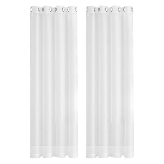 1*2.5M White Window Screen, Home Decor Window Curtains Drape 2Pcs Panels Home Textiles