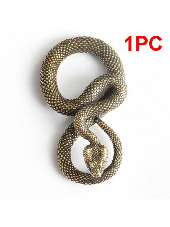 1/2/5PC Copper Bronze Snake Statue Vintage Handmade Keychain Crafts Decor Gift