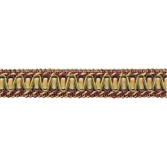 1" (2.5cm) Noblesse Collection Vintage Velvet Ribbon Gimp Braid Trim # 100HG, Burgundy Gold Red #1253 (Carmine Red, Yellow Gold, Dark Red) 14 Yards (42 ft/12.5m)