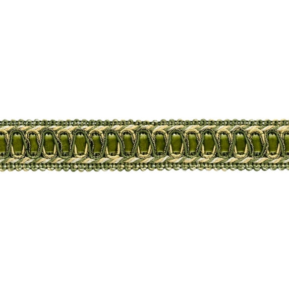 1" (2.5cm) Noblesse Collection Vintage Velvet Ribbon Gimp Braid Trim # 100HG, Olive Garden Green (Color# 010) 6 Yards (18 ft/5.5m)