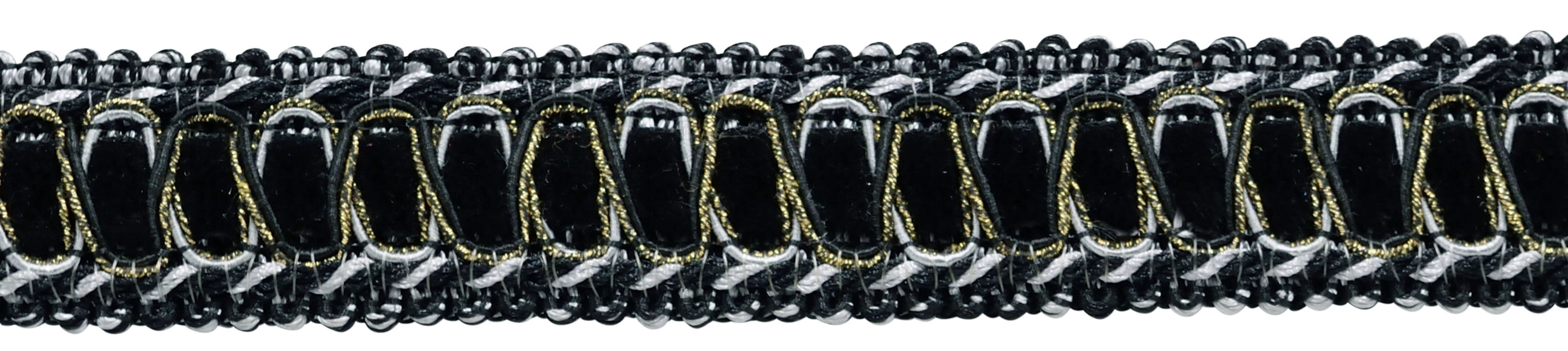 1" (2.5cm) Noblesse Collection Vintage Velvet Ribbon Gimp Braid Trim # 100HG, Silver Grey, Black #SGB (Pure Black, Light Grey, Grey Silver) 14 Yards (42 ft/12.5m)