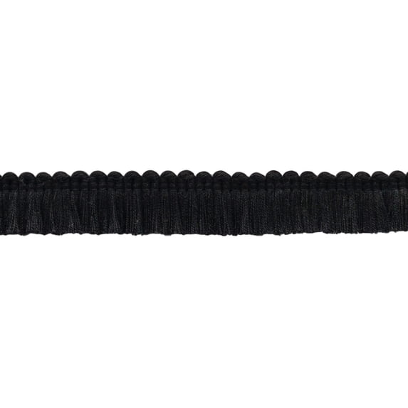 1" (2.5cm) Solid Cotton Brush Fringe Trim # 0100SB,, Pure Black #K9 (Jet Black) Sold By The Yard (36"/3 ft/0.9m)