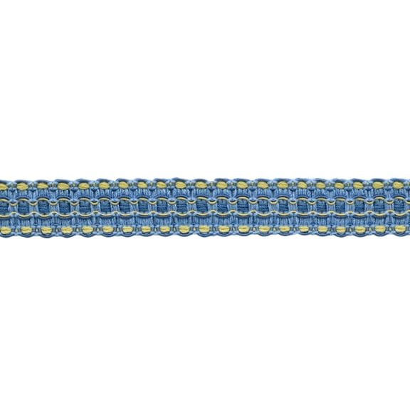 1" (2.5cm) Veranda Collection Lavish Gimp Braid Trim # 0100VG, Cinderella Blue #VNT13 (Light Blue, Sky Blue, Golden Yellow) 18 Yards (54 ft/16.5m)