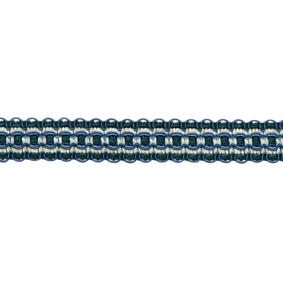 1" (2.5cm) Veranda Collection Lavish Gimp Braid Trim # 0100VG, Polar Blue #VNT24 (Turquoise Blue, Dark Blue, White Ivory) 6 Yards (18 ft/5.5m)