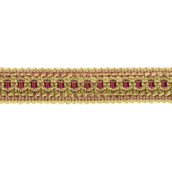 1" (2.5cm) Wide Imperial Collection Decorative Gimp Braid Trim # 0125IG, Burgundy Gold Red #1253 (Carmine Red, Yellow Gold, Dark Red) 5 Yards (15 ft/4.5m)