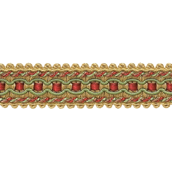 1" (2.5cm) Wide Imperial Collection Decorative Gimp Braid Trim # 0125IG, Holiday Red #3752 (Crimson Red, Light Gold, Mint Green) Sold By The Yard (36"/3 ft/0.9m)