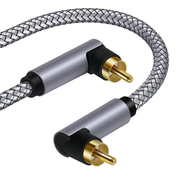 1/2/5m Cable Double 90 Degree Right Angle Male to Male Subwoofer Cable Digital Coaxial Audios Cable Nylon Braided Cord