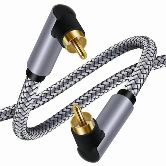1/2/5m RCA Cable Double 90 Degree Right Angle RCA to RCA Subwoofer Cable Digital Coaxial Audio Cable Nylon Braided Cord