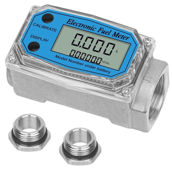 1" 2.6-26 GPM Inline NPT Thread Flowmeter, Digital Turbine Fuel Flow Meter, f...