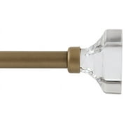 Mainstays Adjustable Curtain Rod, 1/2 in Diameter, 28-48 in, Acrylic Square Finials, Gold
