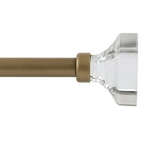 Mainstays 1/2 inch Adjustable Wooden Curtain Rod 28 to 48 inch with Acrylic Square Finials for Door & Windows (Gold)