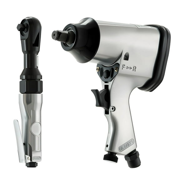 1/2" Air Impact Wrench & 3/8" Ratchet Wrench Combo Kit, 19-Piece Professional Pneumatic Tool Set with CR-V Steel Impact Sockets and Carrying Case Ideal for Automotive Repair & DIY Home Projects