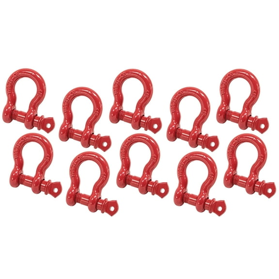1/2" Anchor Shackle Forged Carbon Steel w/Alloy Screw Pin WLL 2.0 Tons (4,000 lbs) | Double Rust Protection Heavy Duty D Ring Shackle for Towing, Rigging & Vehicle Recovery (10 Pack)