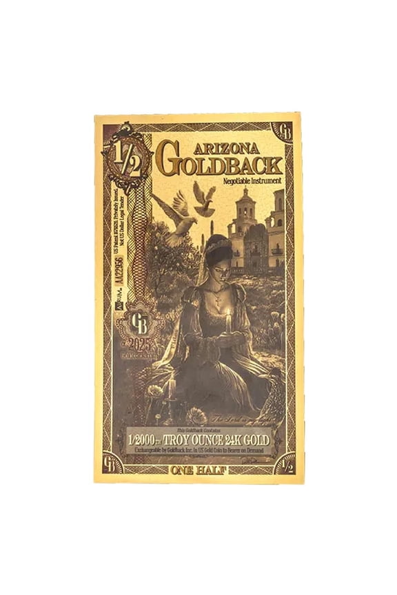 1/2 Arizona Goldback 1/2000 oz 24K Gold Foil Aurum Note