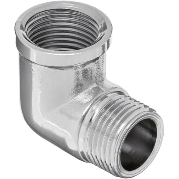 1/2" BSP Male/Female Chrome Threaded Elbow - High Quality