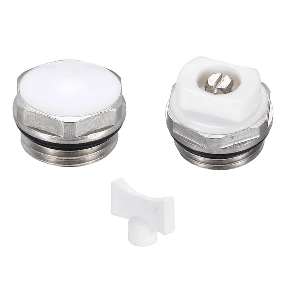 1/2" BSP Male Manual Radiator Air Vent Plug Valves with Key, Silver White