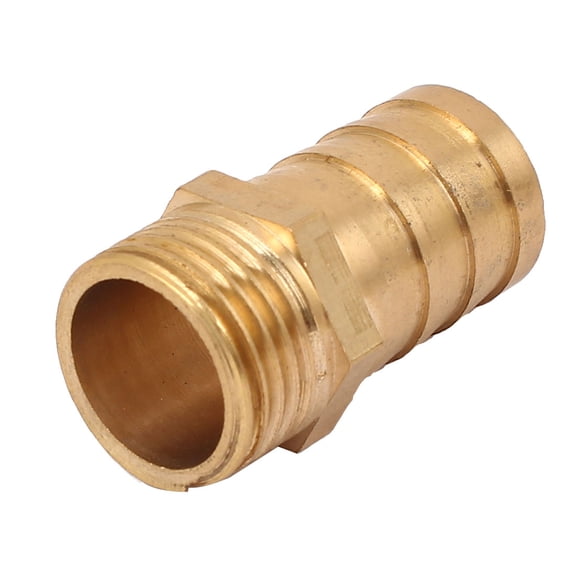 1/2 BSP Male Thread 19mm Barb Hose Tubing Fitting Connector Adapter Gold Tone