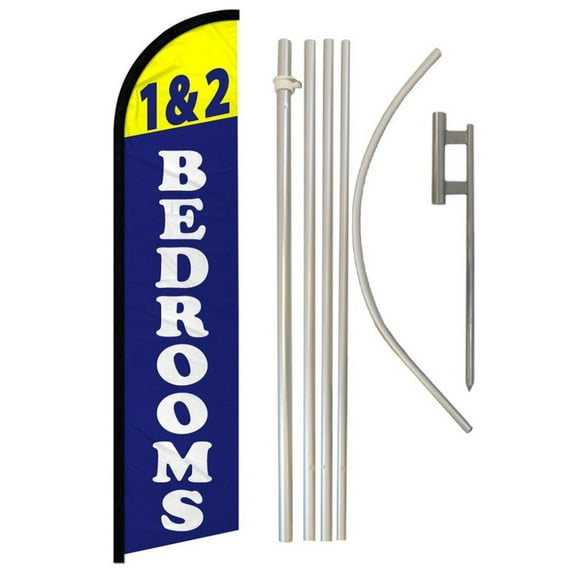 1 & 2 Bedrooms Windless Banner Flag & Pole Kit