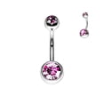 thumbnail image 1 of 1/2" Belly Button Rings 14G Surgical Steel Shiny CZ Belly Rings Jewelry Pink Crystal Balls Navel Piercing Jewelry, 1 of 1