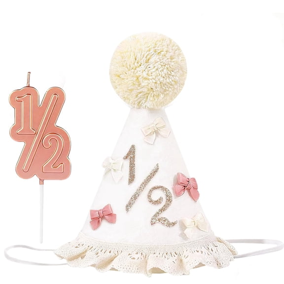 1/2 Birthday Girl Hat First 1st Half Birthday Outfit Decorations Girl Boy Baby Party Hats One Year Old Cake Toppers