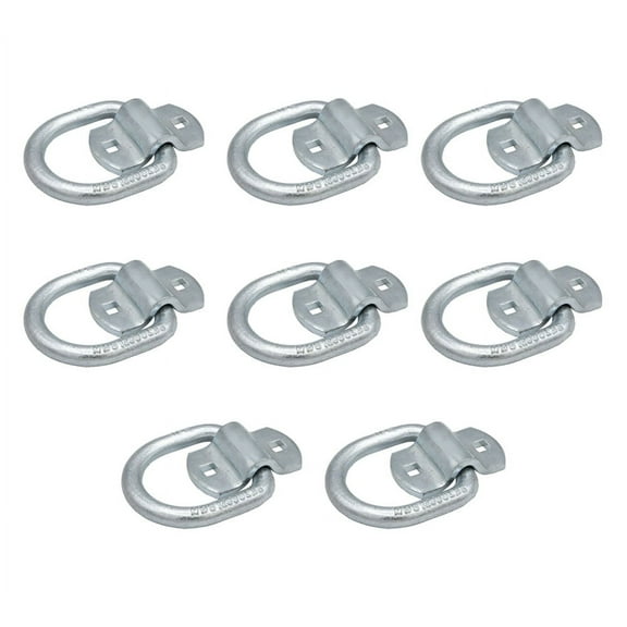 1/2" Bolt-On D Ring Heavy Duty Tie Down Anchor w/Mounting Brackets 12,000 LBS Breaking Strength - White Blue Zinc | Cargo Tie Down Anchors for Flatbed Trucks Trailers (8 Pack)
