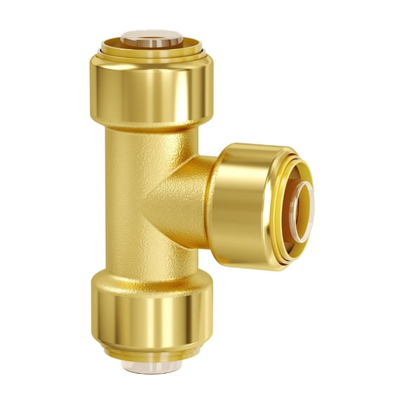 1/2" Brass Push-Fit Pipe Fittings 12-Pack, Tee Connectors for PEX, Copper, CPVC - Heating, Shower, Plumbing Systems