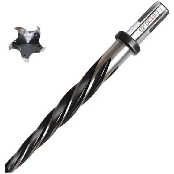 1/2" Bridge Construction Reamer Drill Bit, M2 HSS Taper Chucking Reamer for Steel Alloy Metal Plastic, 1/2" Non-Slip Shank, 5-Spiral Flutes Reamer, to Align or Enlarge Holes, 12mm