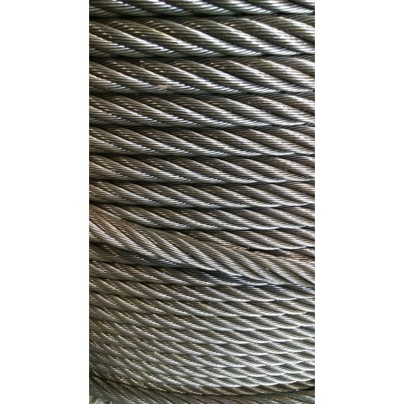 1/2" Bright Wire Rope Steel Cable IWRC 6x26 (200 Feet)