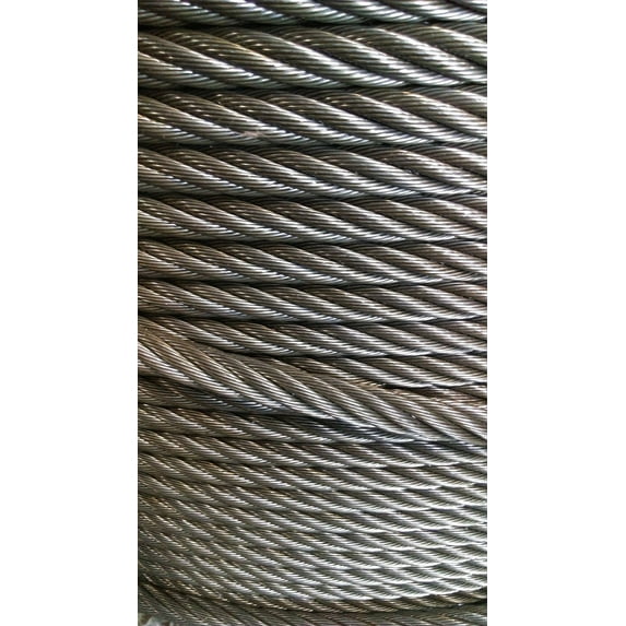 1/2" Bright Wire Rope Steel Cable IWRC 6x26 (250 Feet)