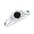 thumbnail image 1 of Rosec Jewels Natural Black Onyx and Diamond Ring, Black Onyx Flower Engagement Ring with Diamond, 925 Sterling Silver, US 4.00, 1 of 8