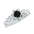 thumbnail image 1 of Rosec Jewels Natural Black Spinel Flower Engagement Ring with Diamond, Black Spinel Engagement Ring, 10K White Gold, US 12.00, 1 of 9