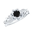 thumbnail image 1 of Rosec Jewels Natural Black Spinel Flower Engagement Ring with Diamond, Black Spinel Engagement Ring, 10K White Gold, US 5.50, 1 of 9